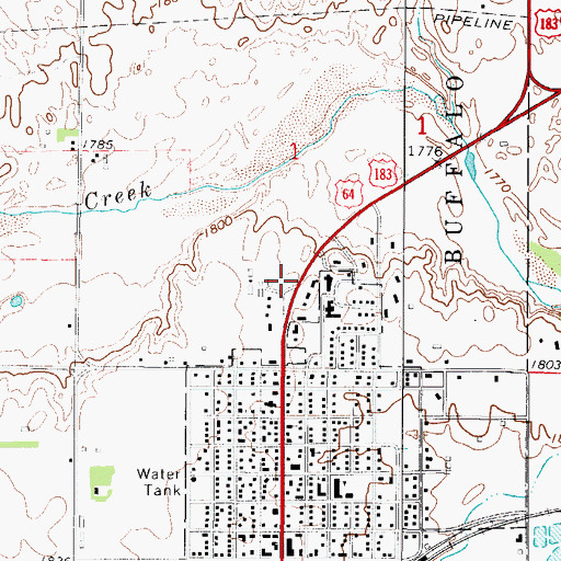 Topographic Map of Buffalo Ambulance Service, OK