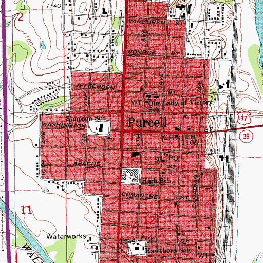Topographic Map of Wadleys Emergency Medical Services, OK