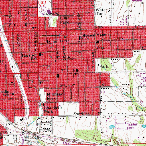 Topographic Map of React Emergency Medical Services Station 2, OK