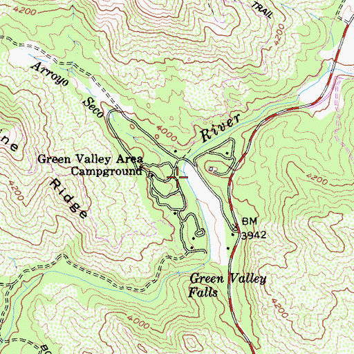 Topographic Map of Arroyo Seco, CA