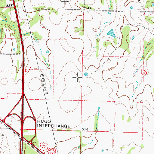 Topographic Map of Ballard Aviation of Hugo, OK