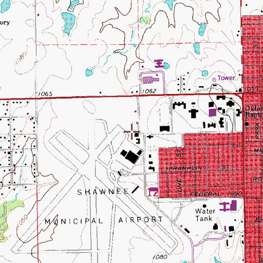 Topographic Map of React Emergency Medical Services Station 1, OK
