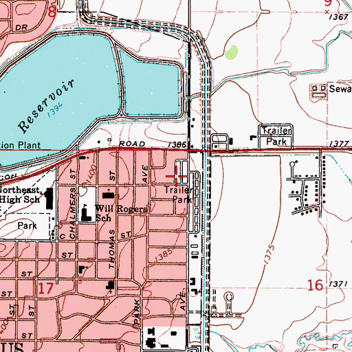 Topographic Map of Jackson County Emergency Medical Services, OK