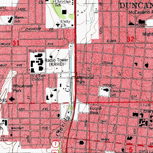 Topographic Map of American Medical Response Duncan / Marlow, OK