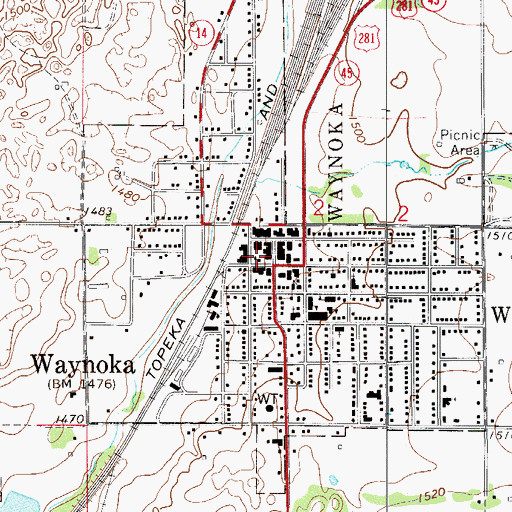 Topographic Map of Waynoka Ambulance, OK