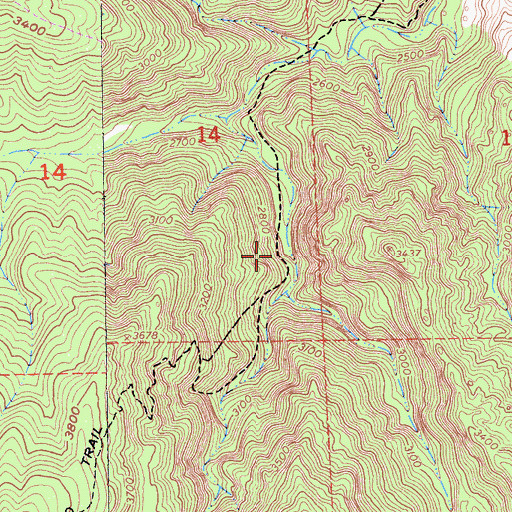 Topographic Map of Arroyo Seco Trail, CA