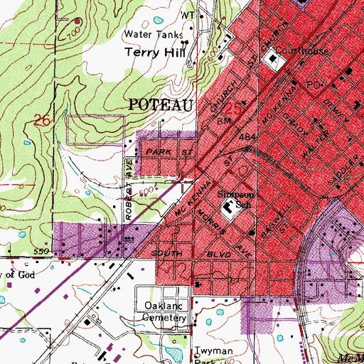 Topographic Map of Emergency Medical Services of Le Flore County Station 6 Headquarters, OK