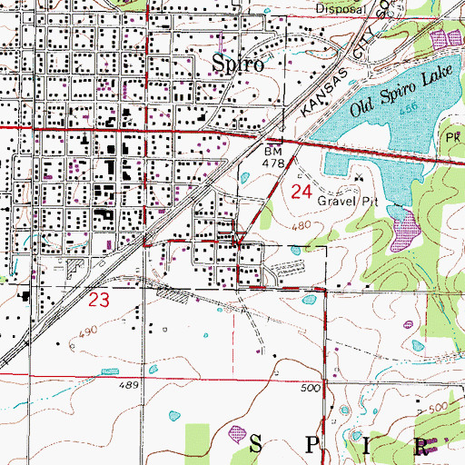 Topographic Map of Emergency Medical Services of Le Flore County Station 5 Spiro, OK