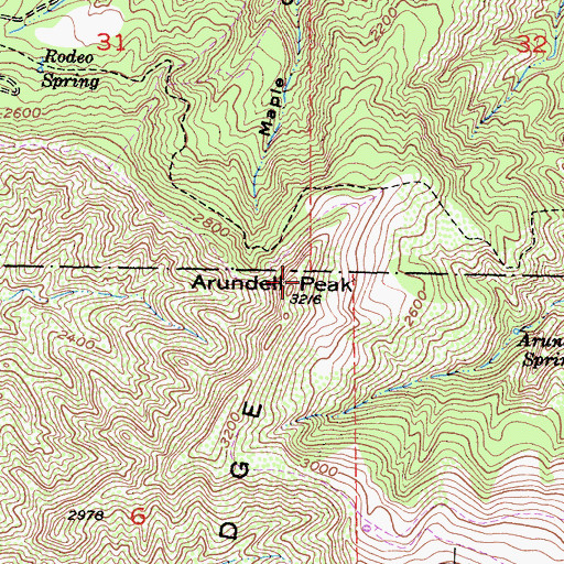Topographic Map of Arundell Peak, CA