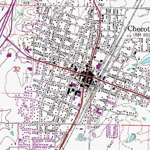 Topographic Map of Checotah Emergency Ambulance Service, OK