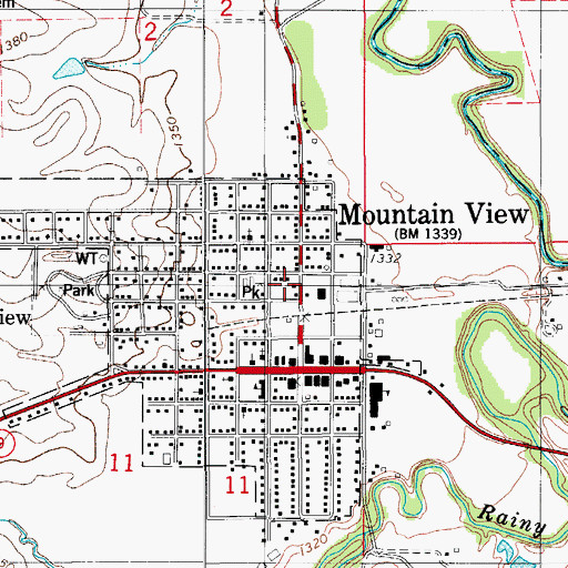 Topographic Map of Mountain View Gotebo Ambulance, OK