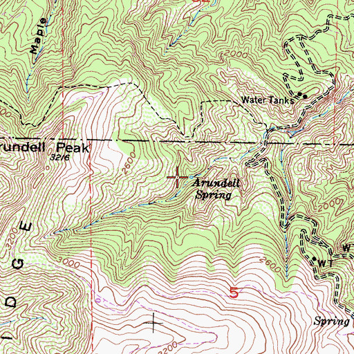 Topographic Map of Arundell Spring, CA