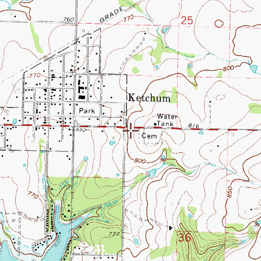 Topographic Map of Ketchum Emergency Medical Services, OK