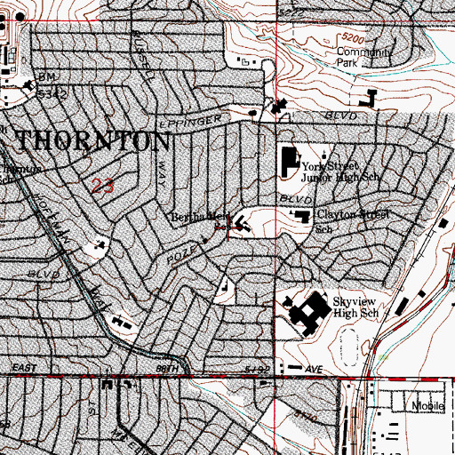 Topographic Map of Achieve Academy at Bertha Heid, CO