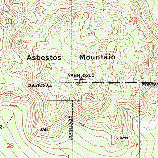 Topographic Map of Asbestos Mountain, CA