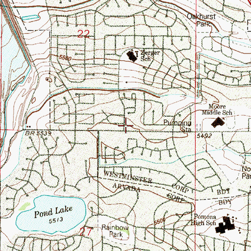 Topographic Map of Shepherd of the Valley Lutheran School, CO