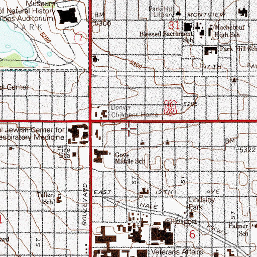 Topographic Map of Montessori Children's House of Denver, CO