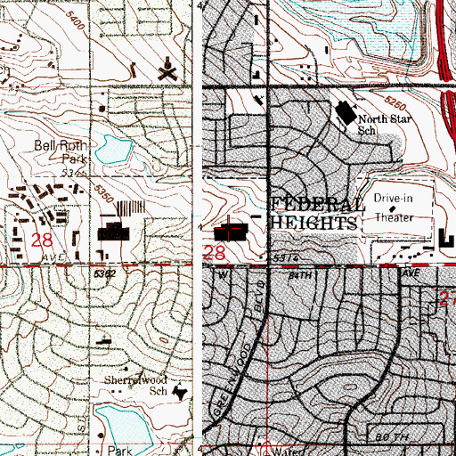 Topographic Map of The Pinnacle Charter School Elementary, CO