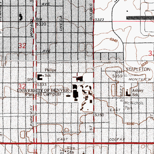 Topographic Map of Denver School of the Arts, CO