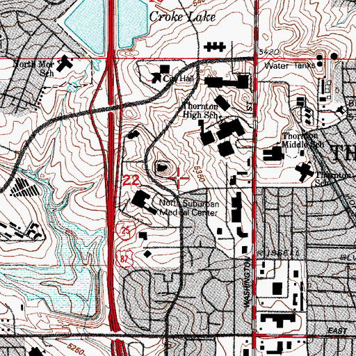 Topographic Map of Crossroads Alternative Middle School, CO