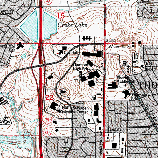 Topographic Map of Bollman Technical Education Center, CO