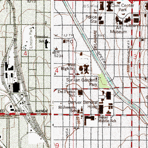 Topographic Map of La Academia at the Denver Inner City Parish, CO