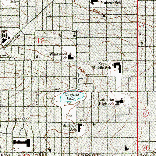 Topographic Map of Denver Public Library Westwood Branch, CO