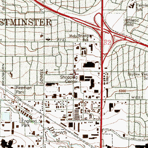 Topographic Map of Westminster Public Library Irving Street Branch, CO