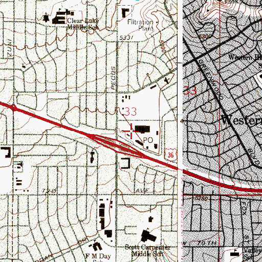 Topographic Map of North Pecos Post Office, CO