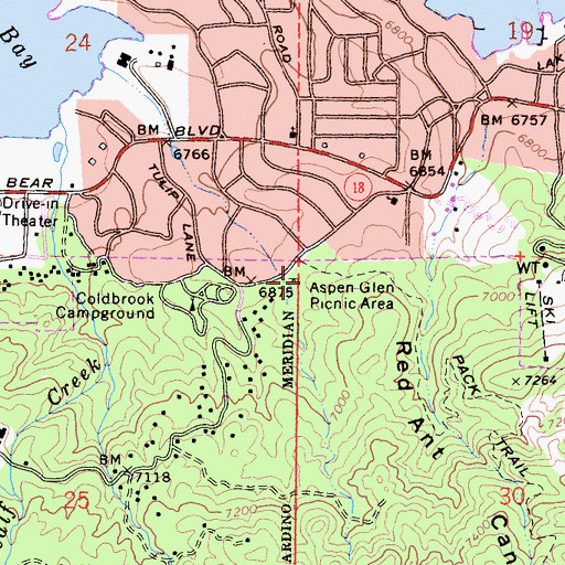 Topographic Map of Aspen Glen Picnic Area, CA