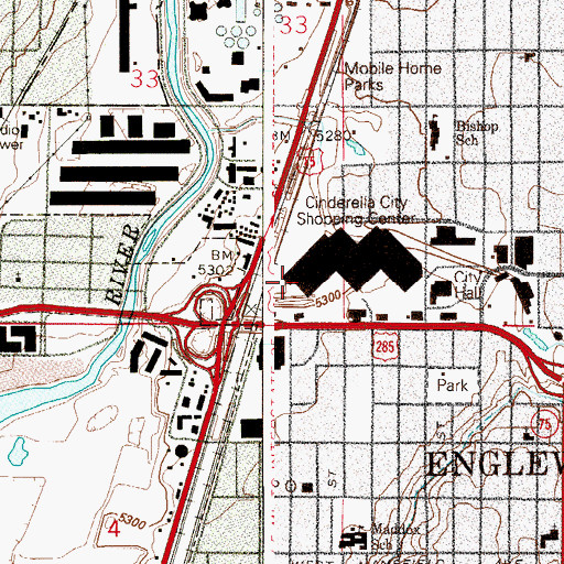 Topographic Map of Englewood Municipal Court, CO