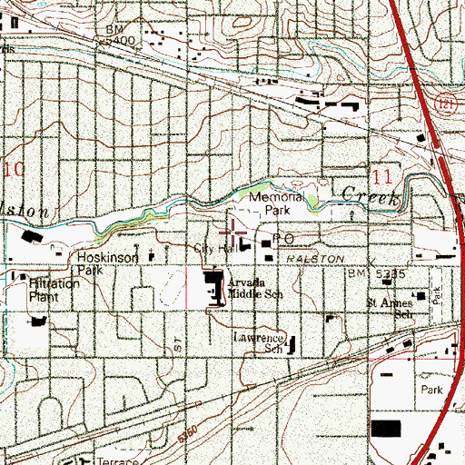 Topographic Map of Arvada Municipal Court, CO
