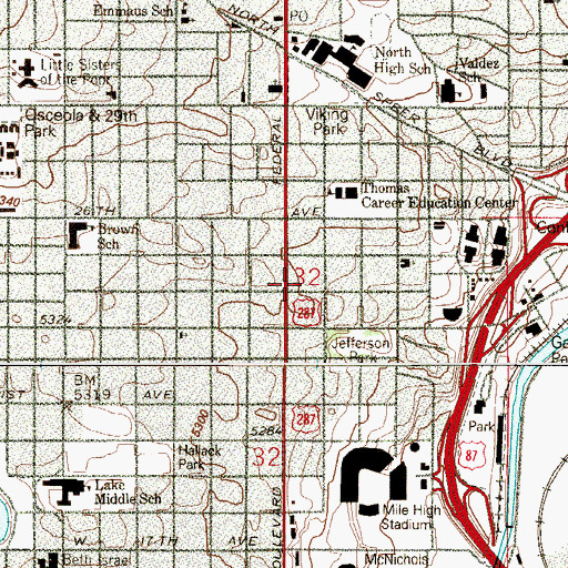 Topographic Map of Adams Mystery Playhouse, CO