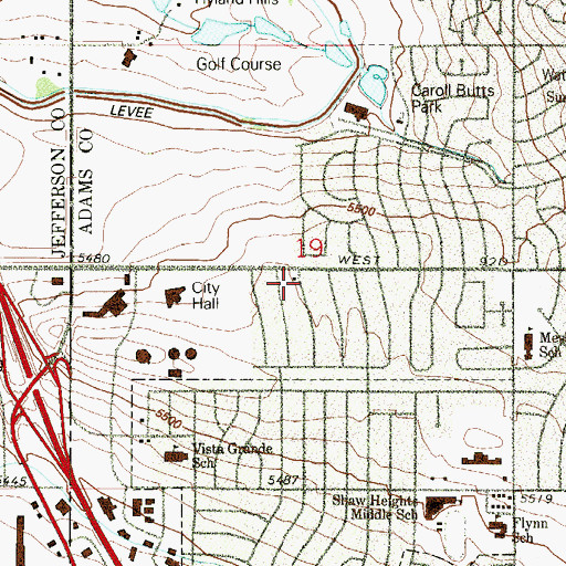 Topographic Map of Highland Baptist Church, CO