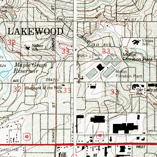 Topographic Map of Faith Baptist Church of Lakewood, CO