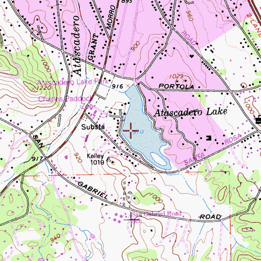 Topographic Map of Atascadero Lake, CA