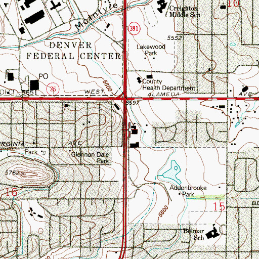 Topographic Map of Victory Outreach Denver, CO