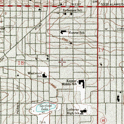 Topographic Map of Saint Mary's Jacobite Syriac Orthodox Church, CO