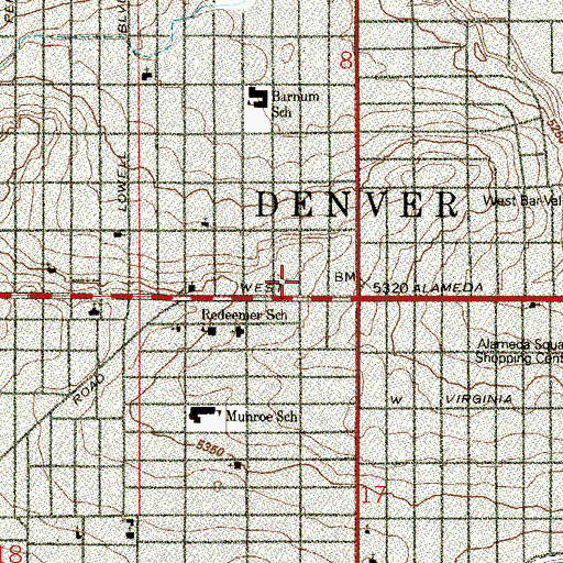 Topographic Map of Denver Chinese Evangelical Free Church, CO
