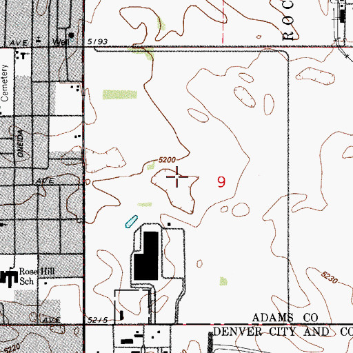 Topographic Map of Commerce City City Hall, CO