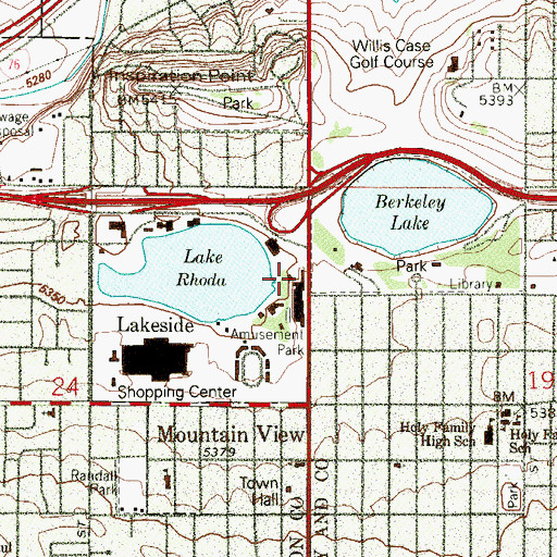 Topographic Map of Lakeside Amusement Park, CO