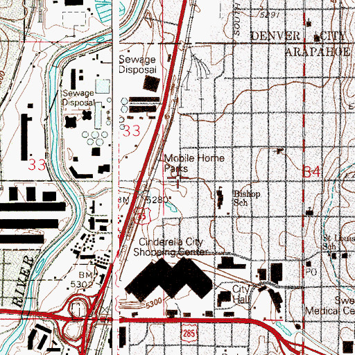 Topographic Map of Englewood Depot, CO