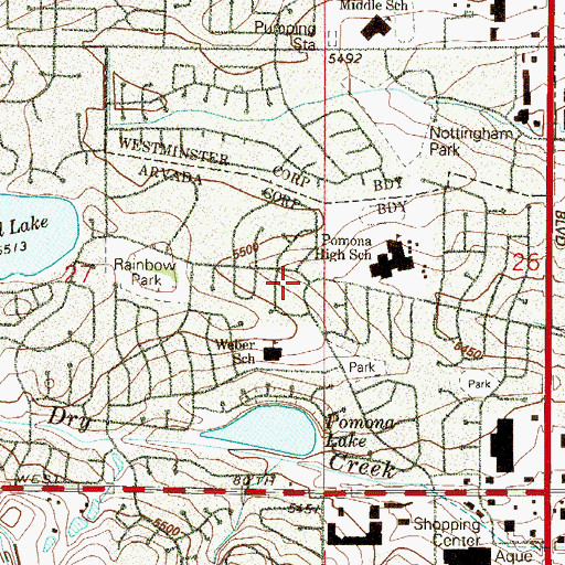 Topographic Map of Arvada Baptist Church, CO