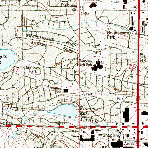 Topographic Map of King of Kings Lutheran Church, CO
