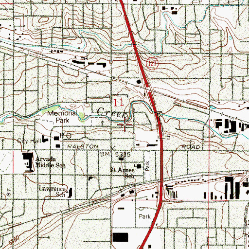 Topographic Map of Living Water Unity Church, CO