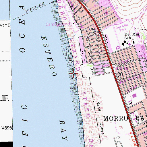 Topographic Map of Atascadero State Beach, CA