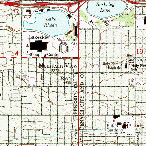 Topographic Map of Berkeley United Methodist Church, CO