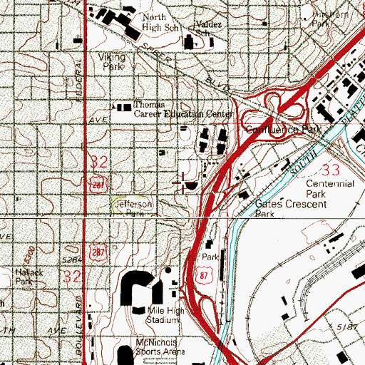Topographic Map of Riverside Baptist Church, CO