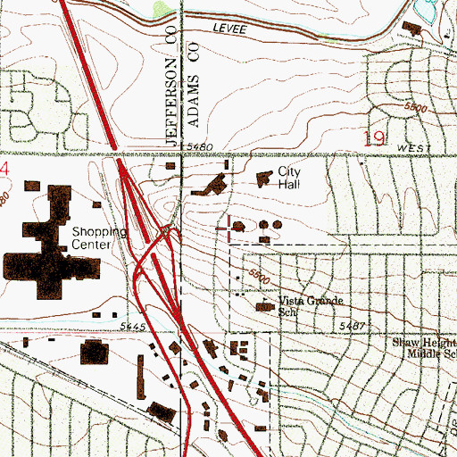 Topographic Map of Grace Community Church, CO