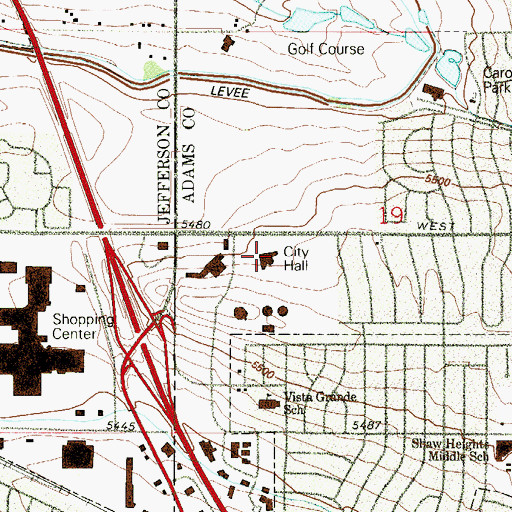 Topographic Map of Westminster City Hall, CO